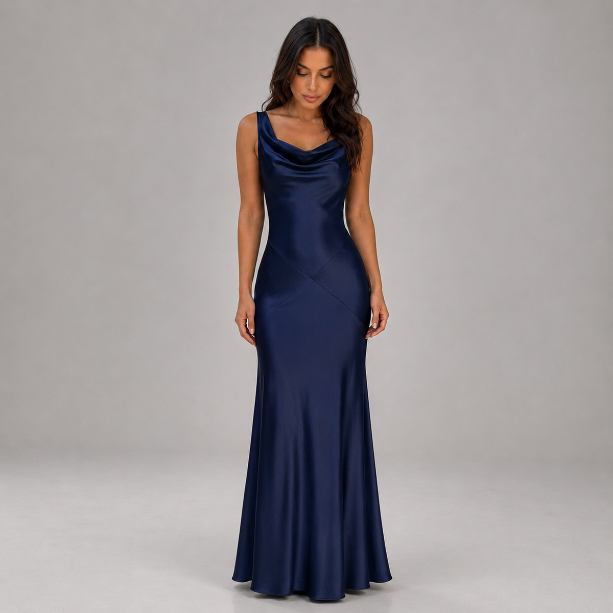 Women’s Satin Feel Open Back Maxi Dress