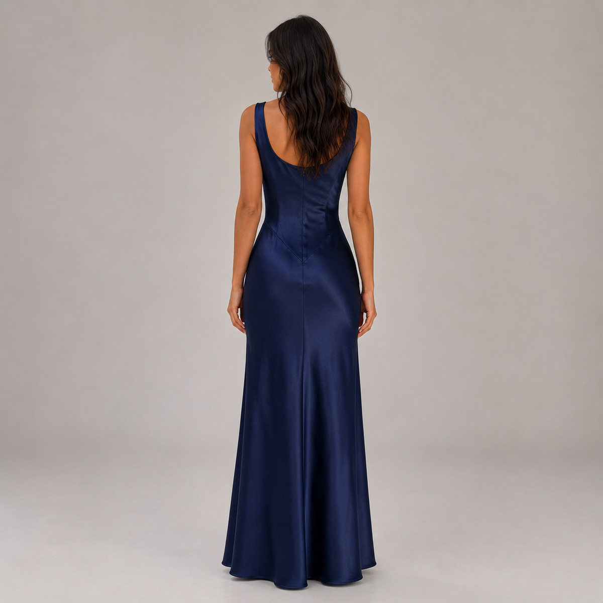 Women’s Satin Feel Open Back Maxi Dress