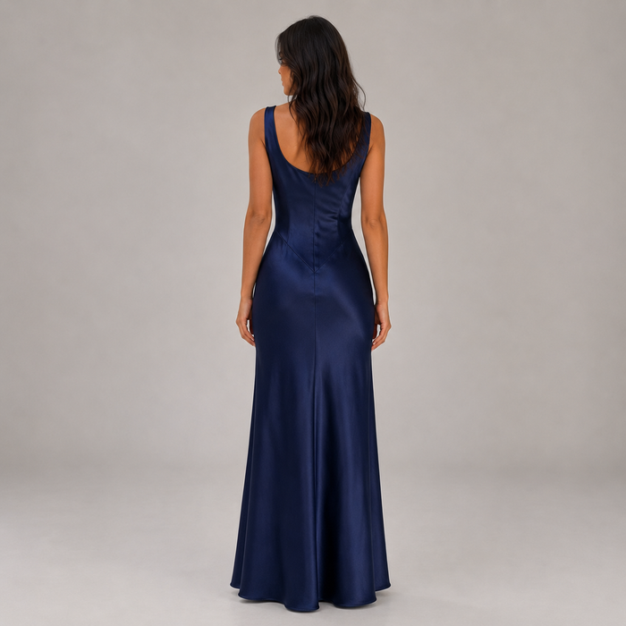 Women’s Satin Feel Open Back Maxi Dress