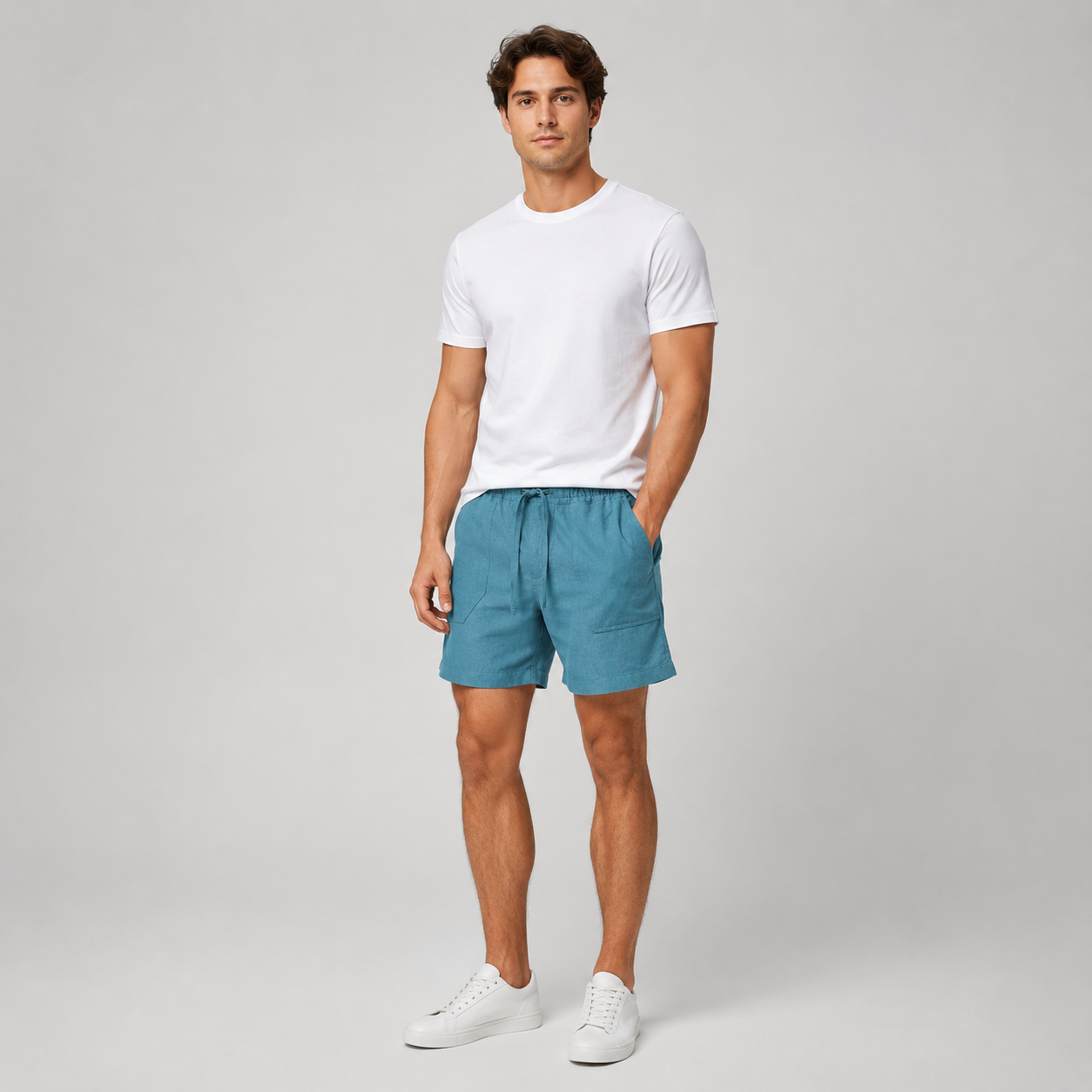 Men's Linen Shorts Elasticated Waist Casual Summer