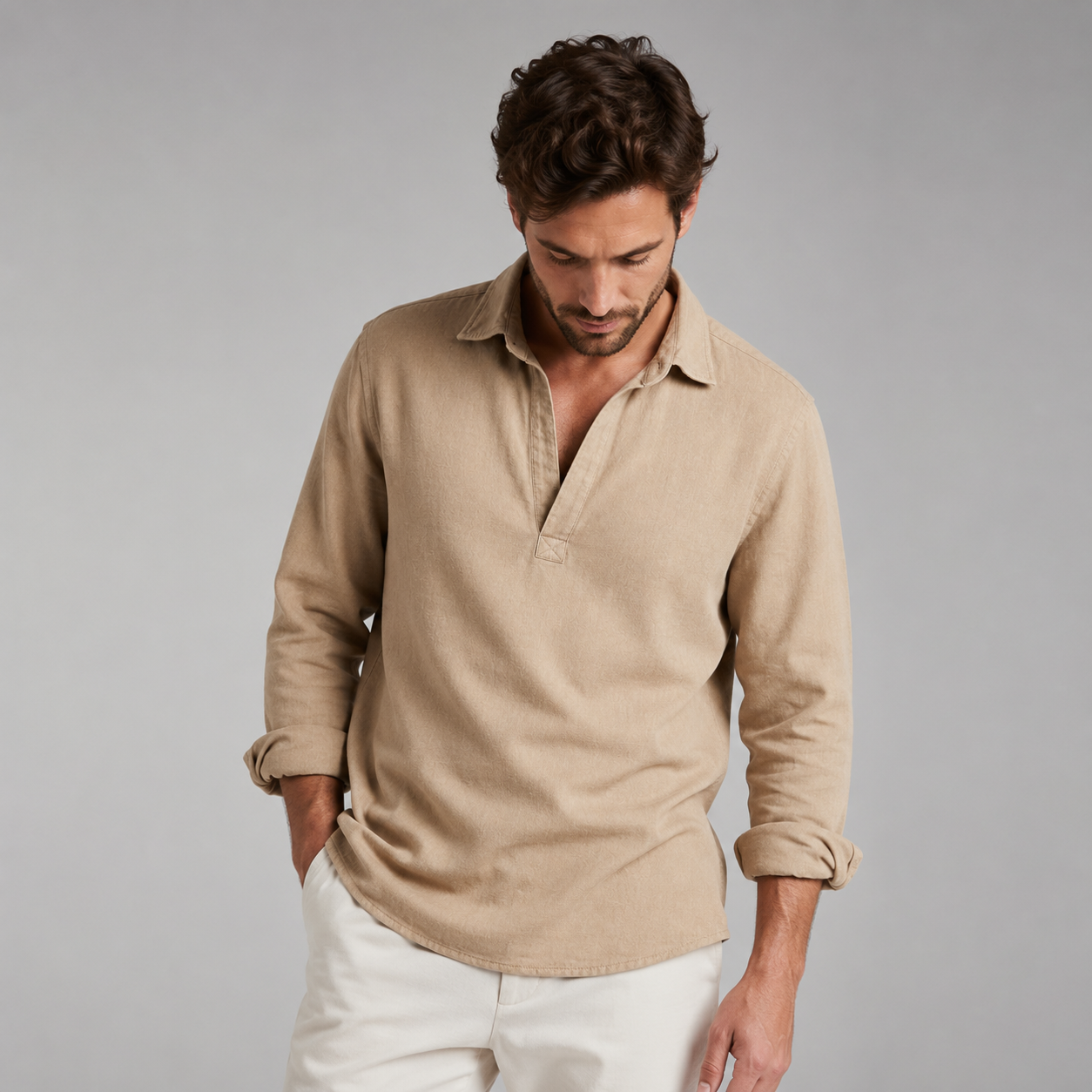 Men's Relaxed Linen Lightweight Button-Up Shirt