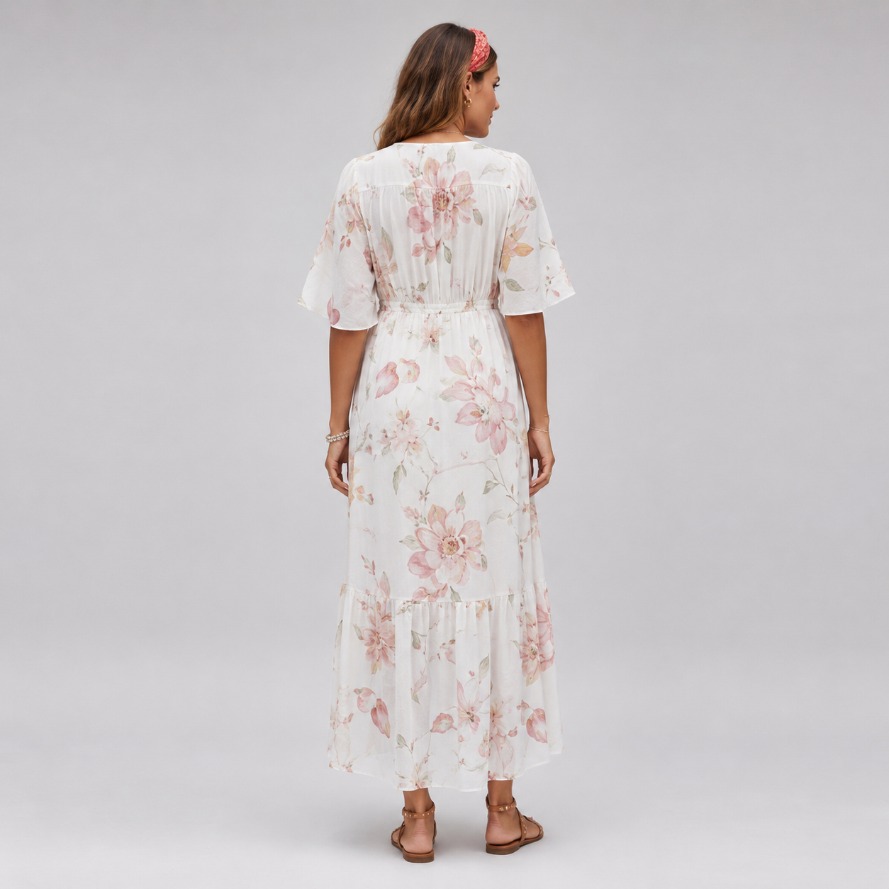 Women's Bohemian Floral Maxi Dress With V-Neck
