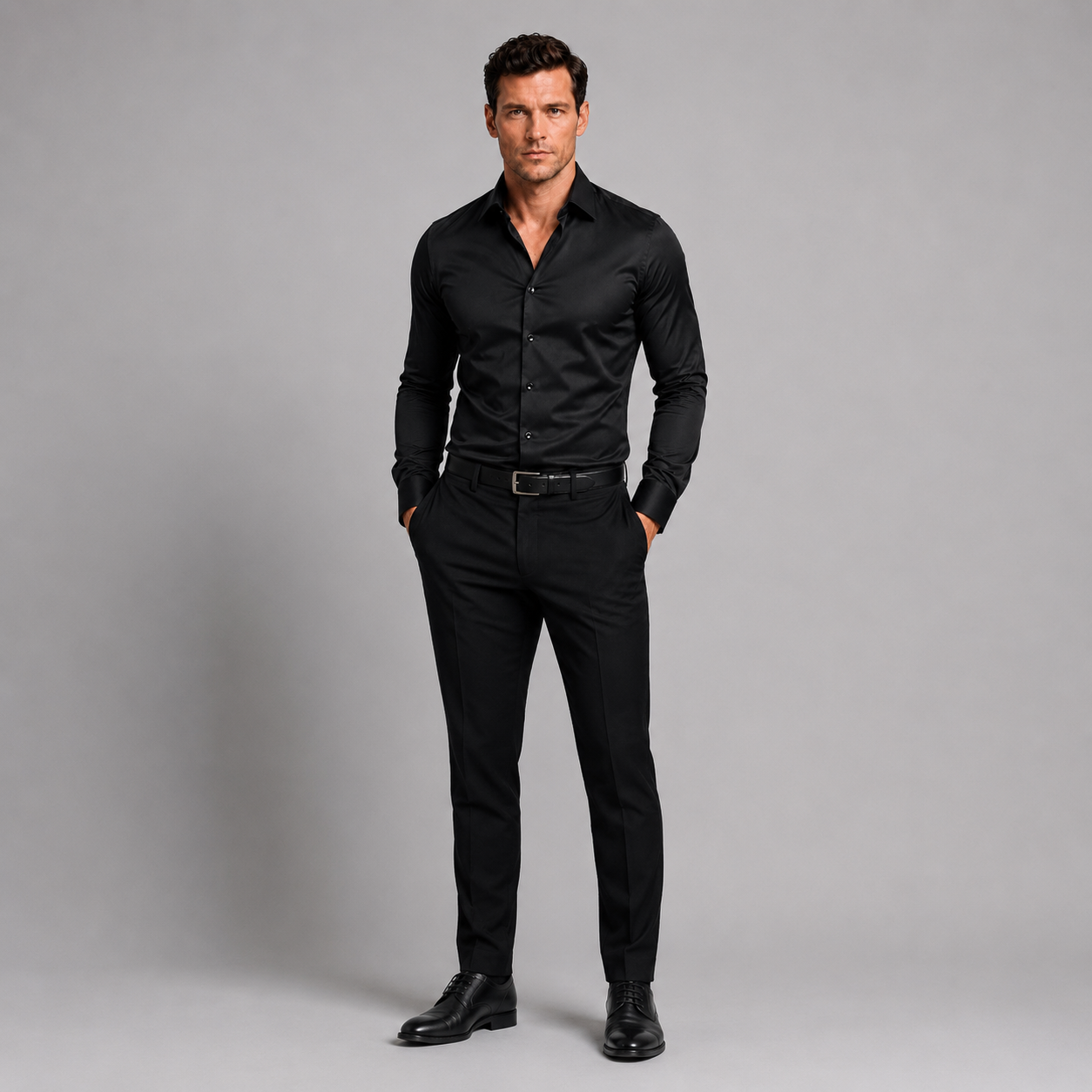 Men’s Slim Fit Satin Feel Stretch Shirt