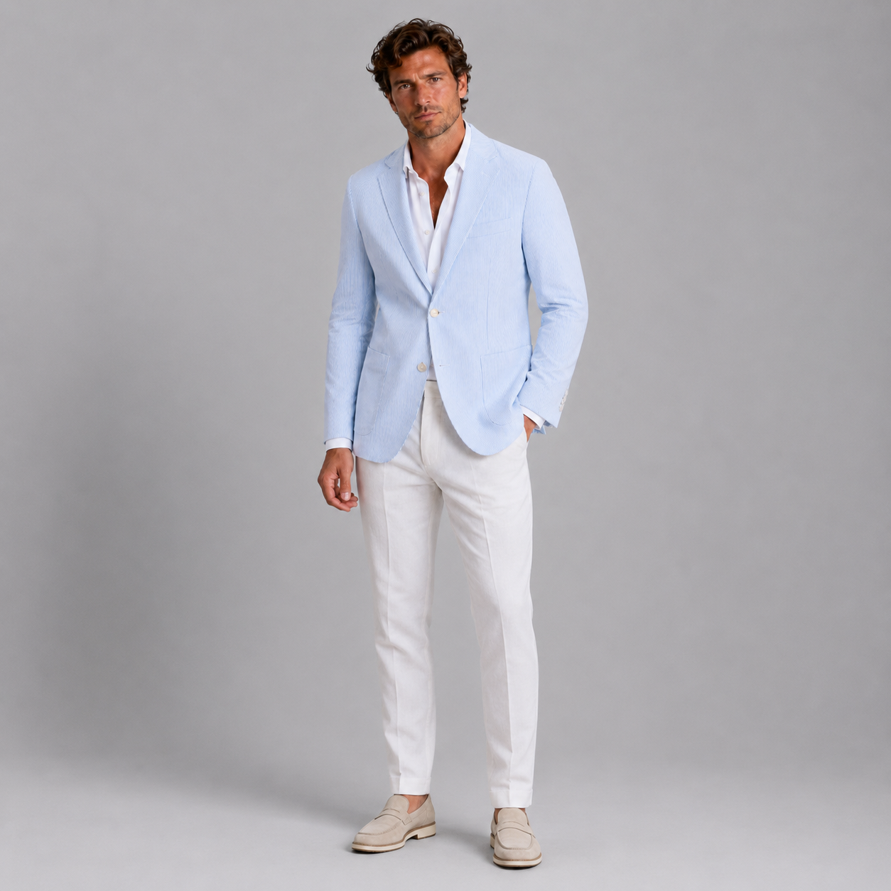 Men’s Striped Tailored Blazer Jacket
