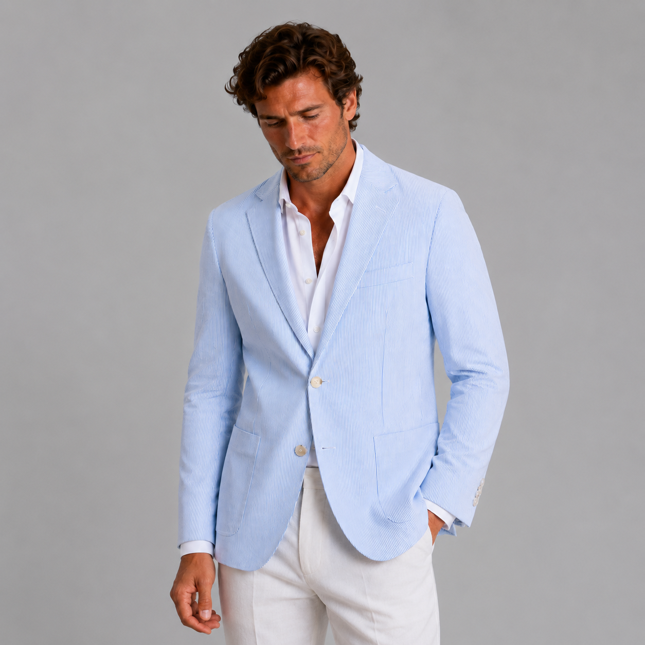 Men’s Striped Tailored Blazer Jacket