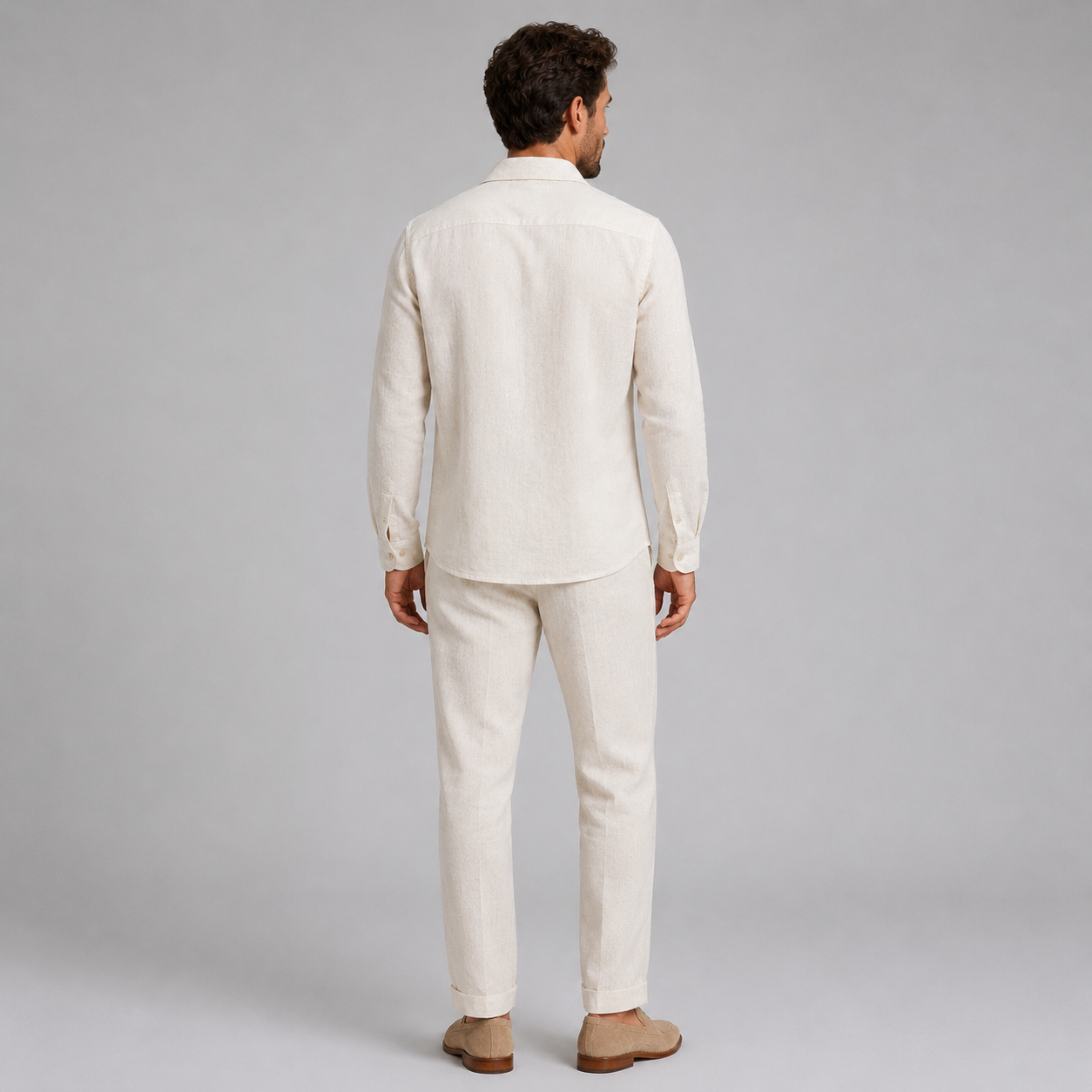 Men’s Linen Style Shirt & Trousers Set