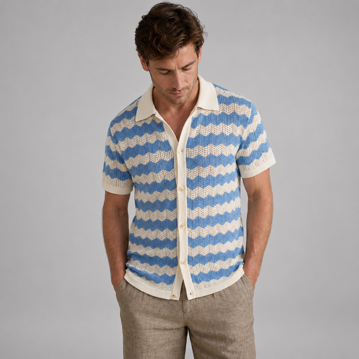 Men’s Jacquard Knit Polo Shirt