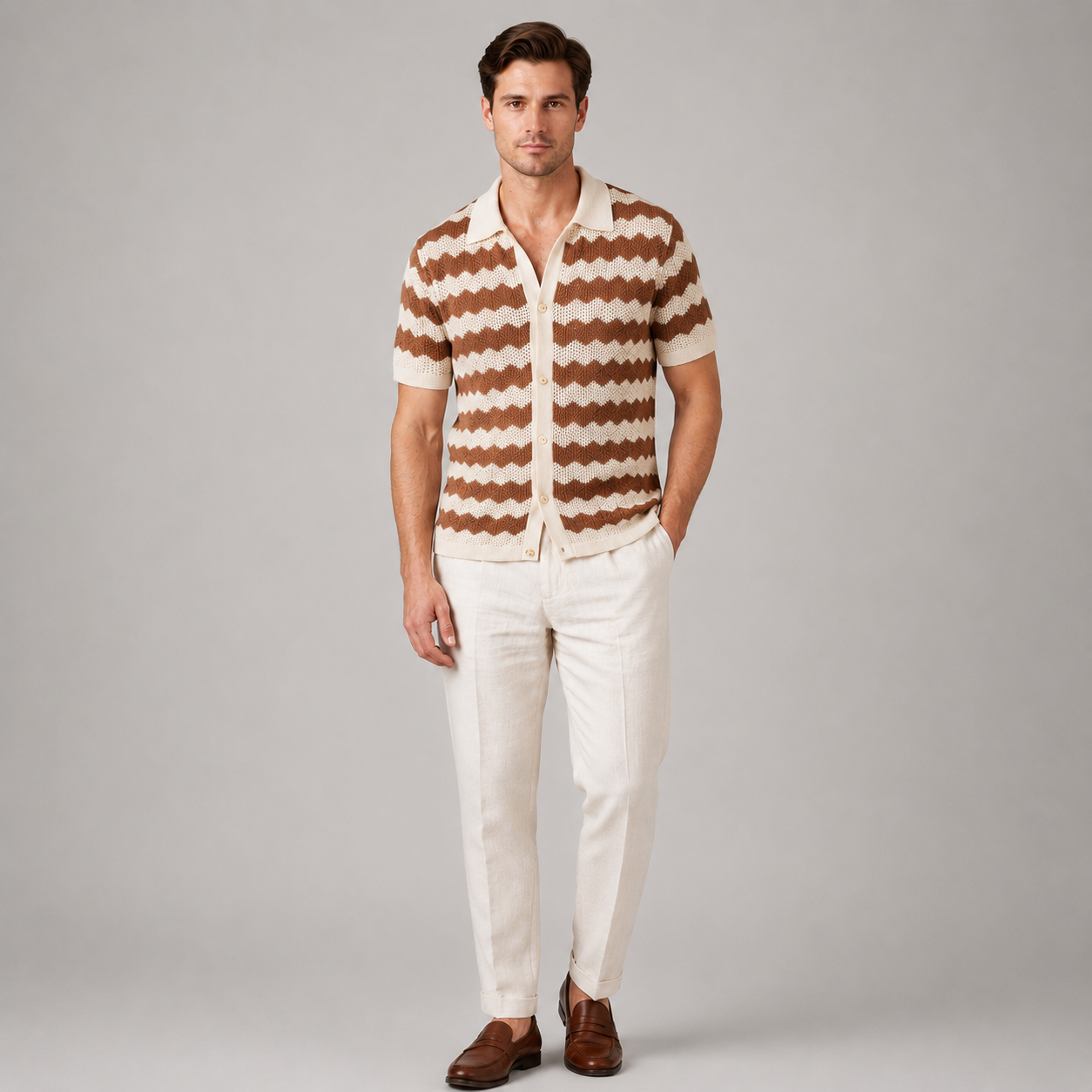 Men’s Jacquard Knit Polo Shirt