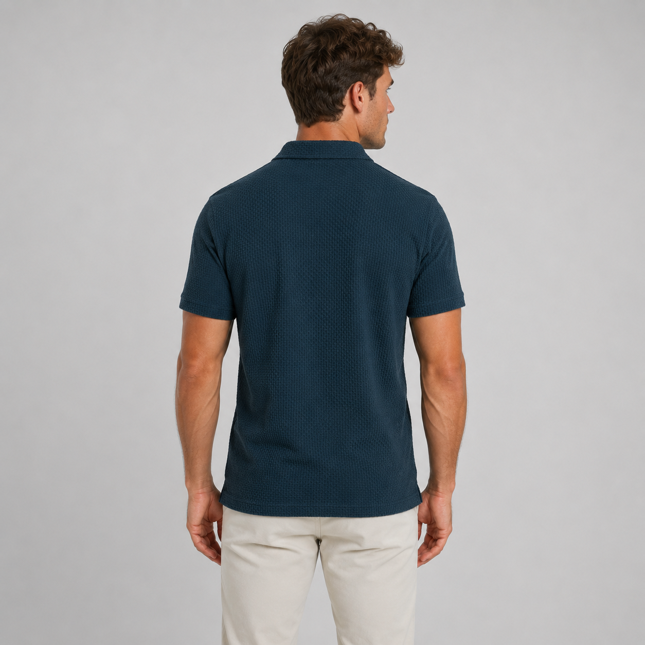 Men’s Textured Knit Polo Shirt