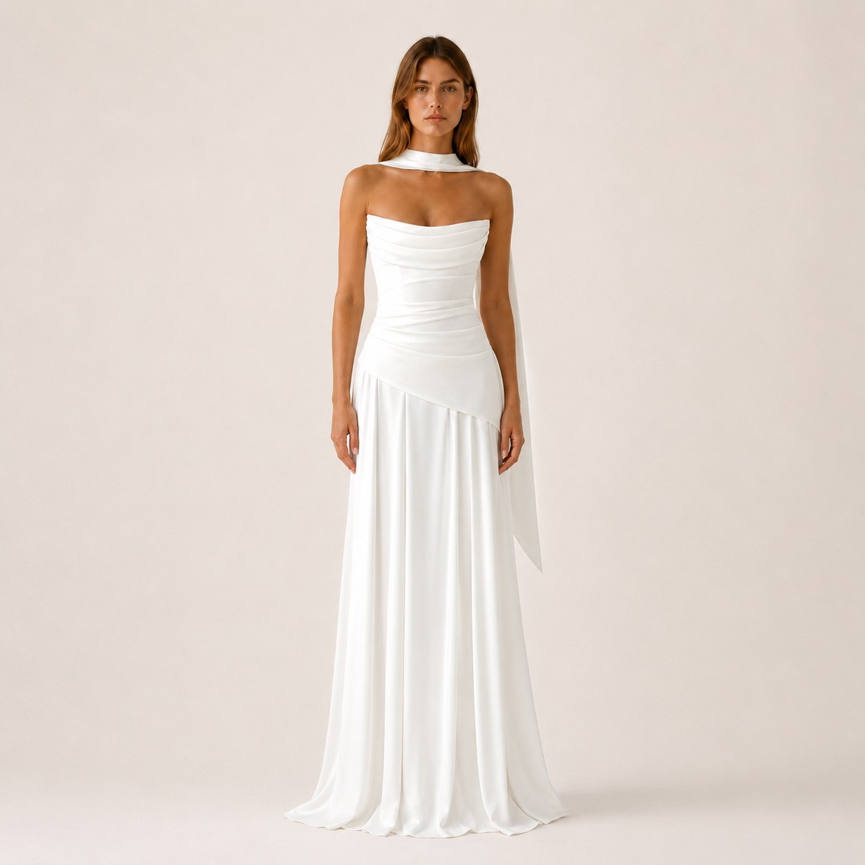 Women's Strapless Maxi Dress With Drape Detail