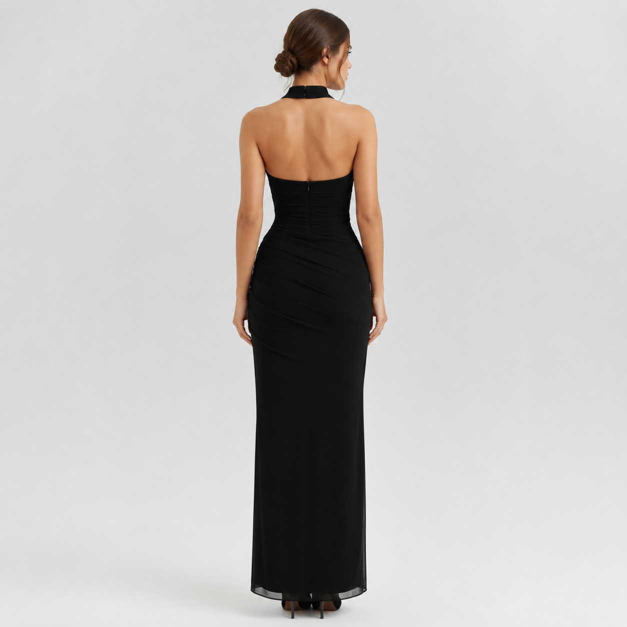 Women's Black Tie Formal Three-Piece Corset Maxi Skirt Set