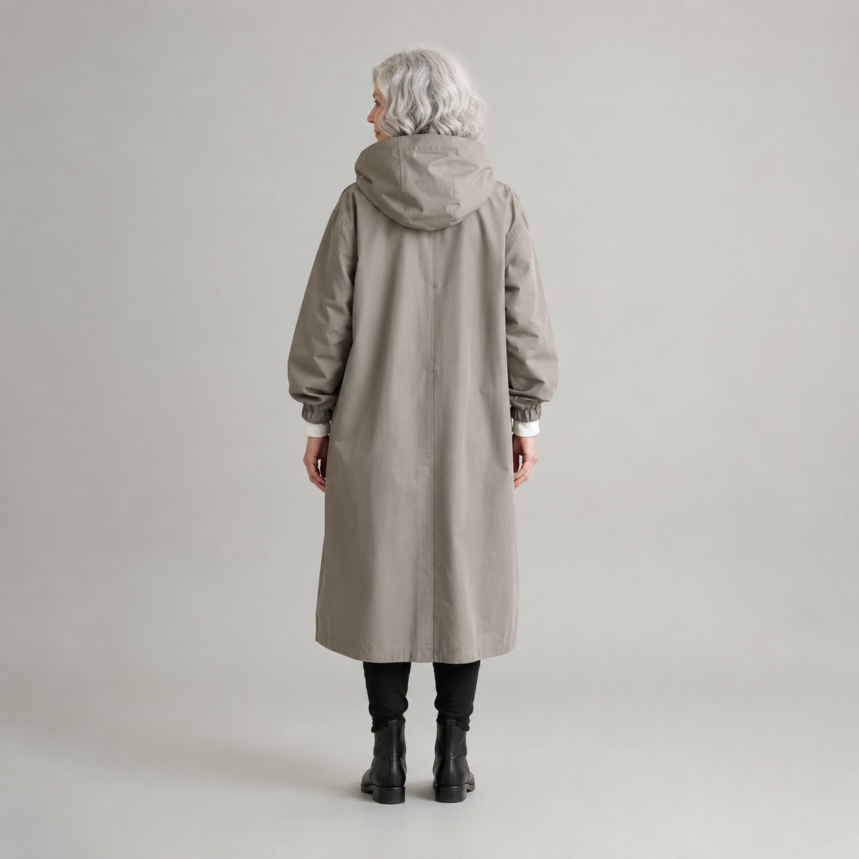 Women's Hooded Waterproof Relaxed-Fit Long Trench Coat