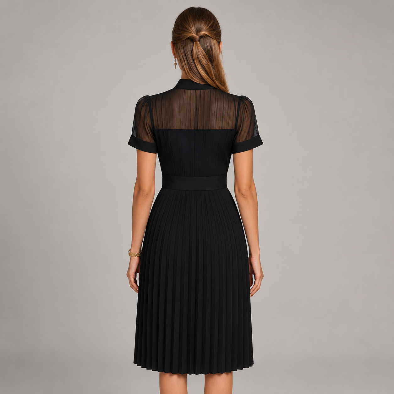 Women’s Pleated Short-Sleeve Dress
