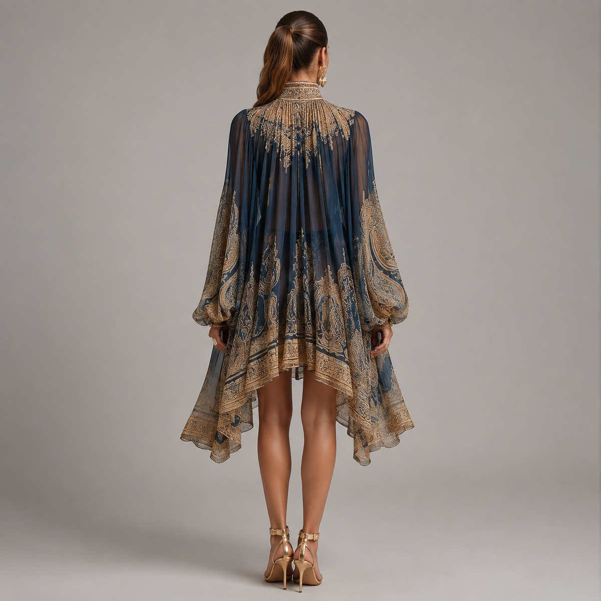 Women's Baroque Print Chiffon Mini Dresses