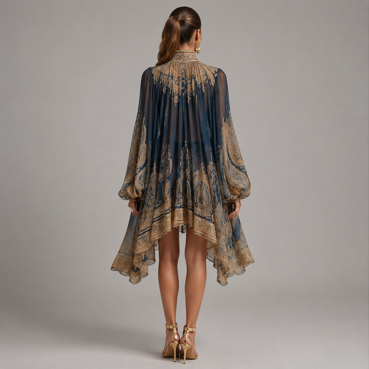 Women's Baroque Print Chiffon Mini Dresses