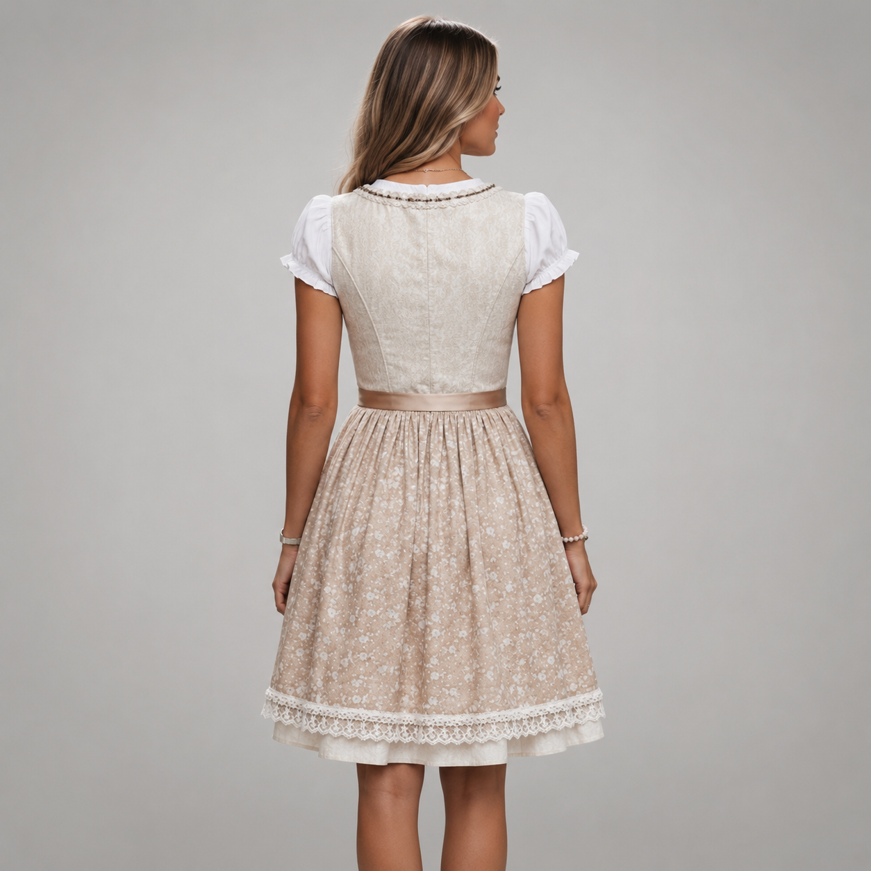 Women's Embroidered Dirndl-Style Midi Dress