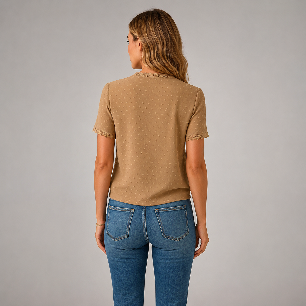 Women's Dot Lace-Trim V-Neck Relaxed Blouse