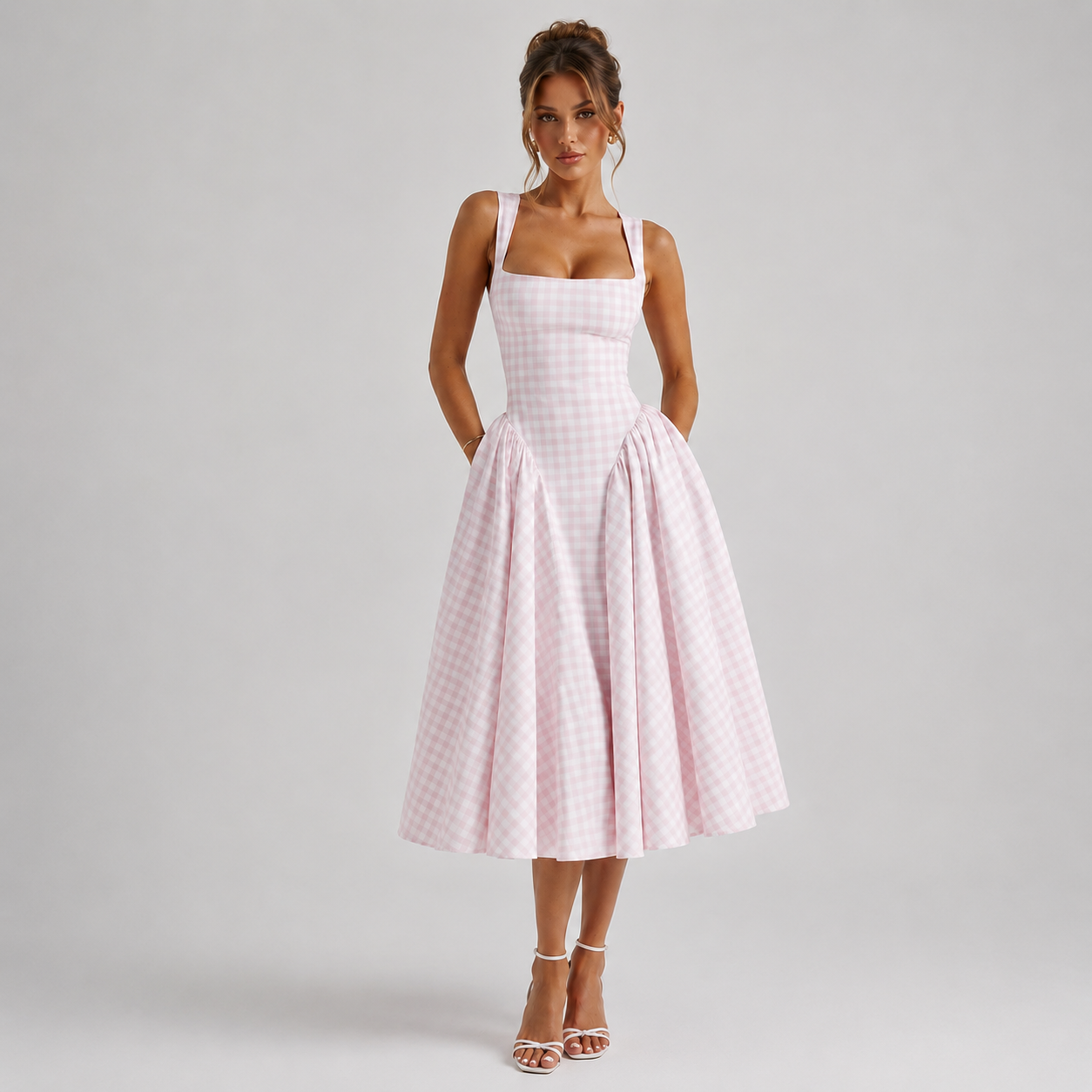 Women’s Gingham Midi Dress