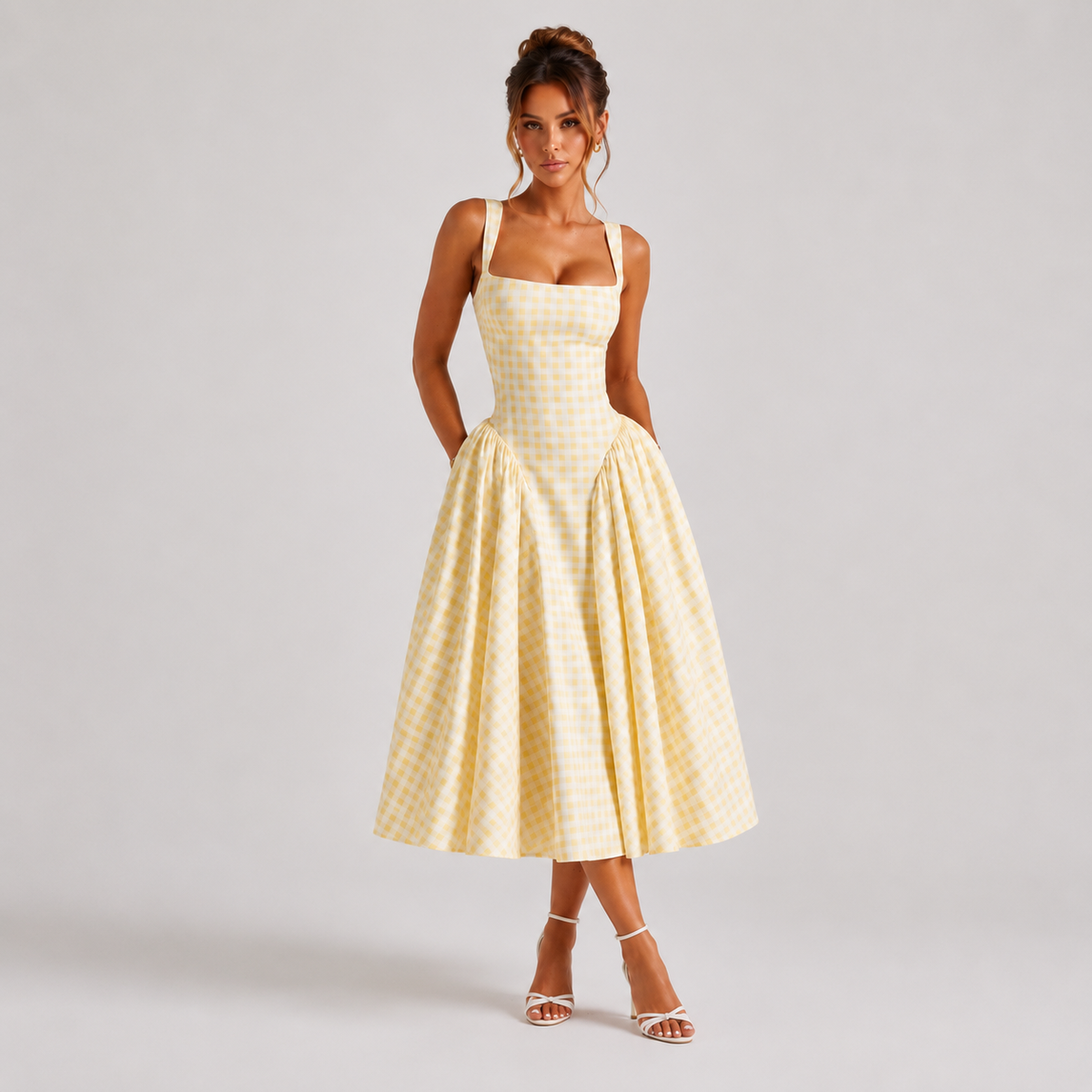 Women’s Gingham Midi Dress