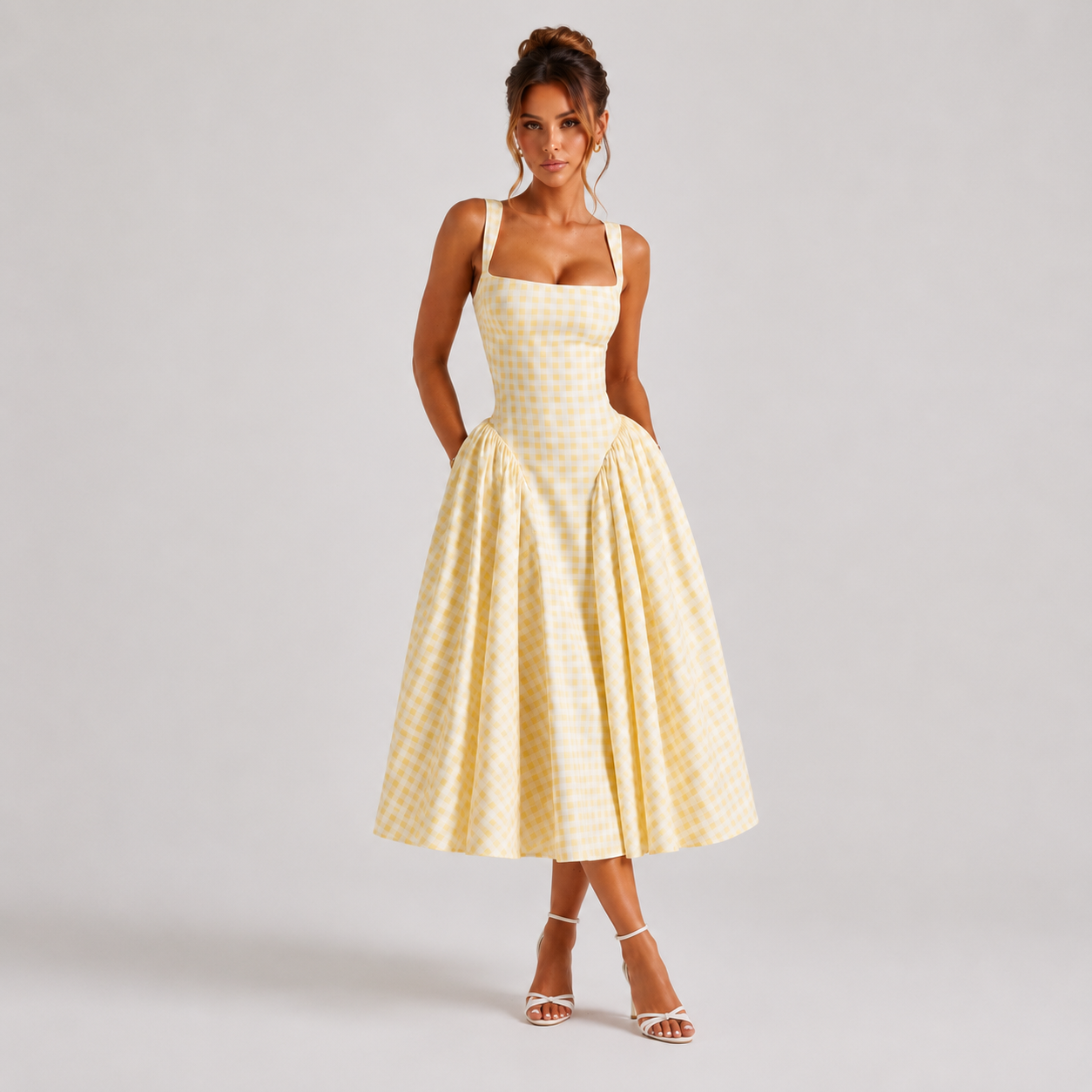 Women’s Gingham Midi Dress
