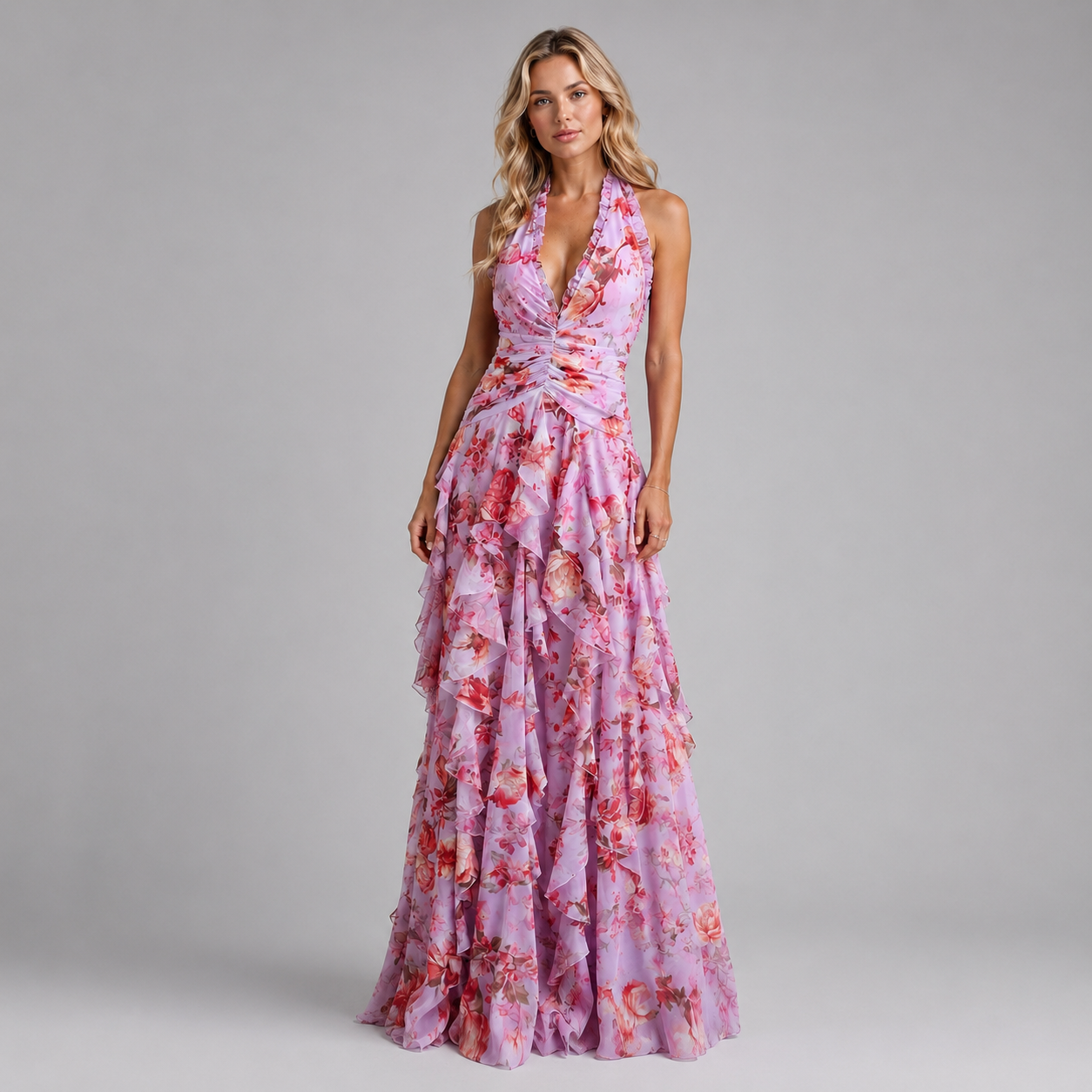Women’s Floral Halter Maxi Dress