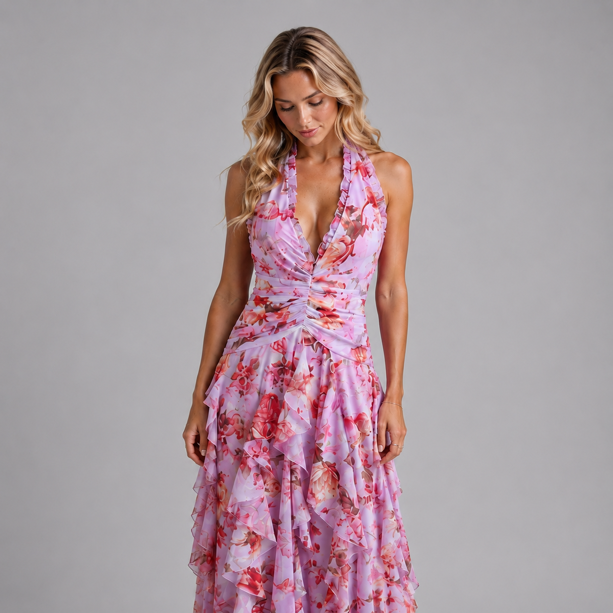 Women’s Floral Halter Maxi Dress