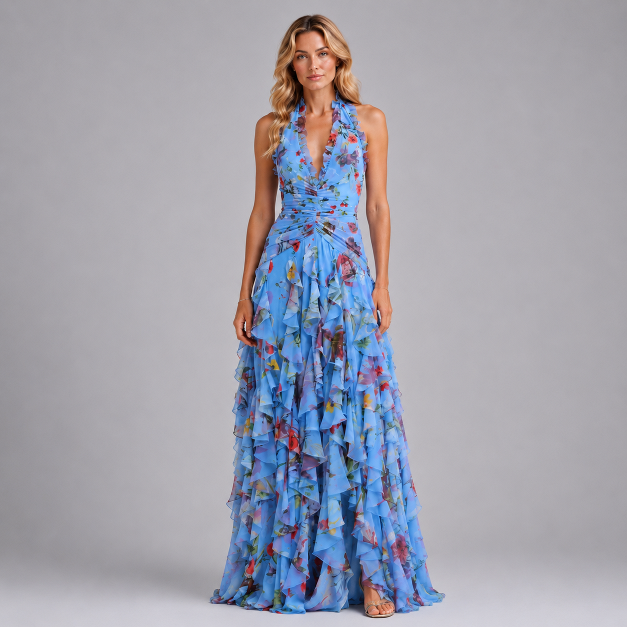 Women’s Floral Halter Maxi Dress