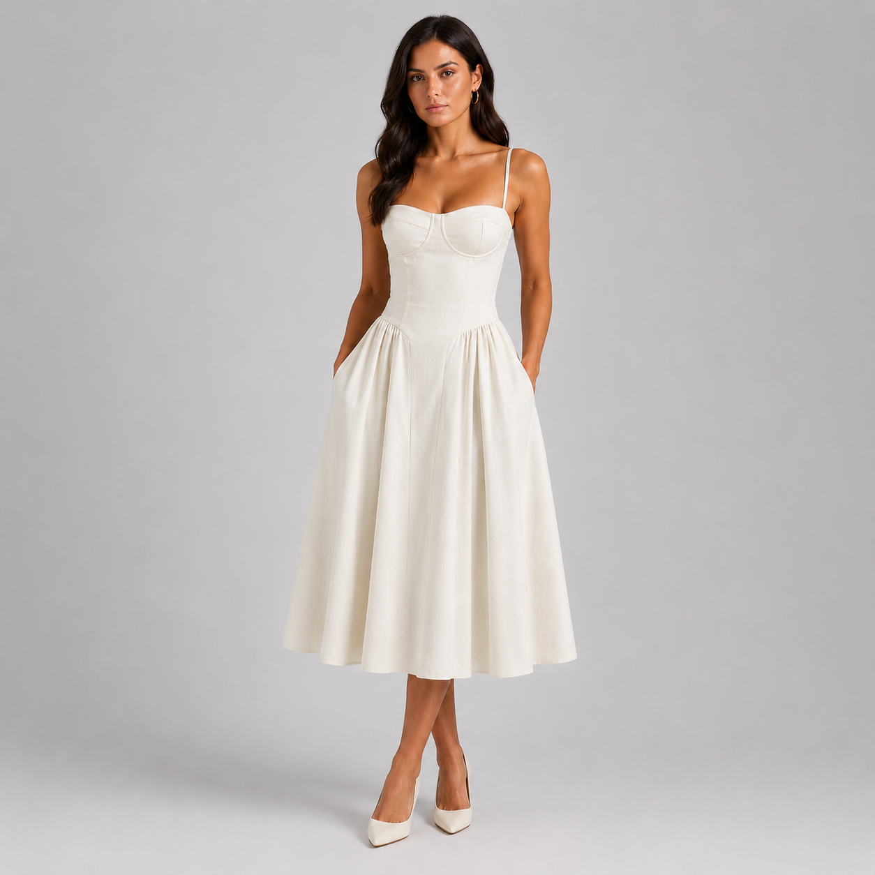 Women’s Floral Corset Midi Dress