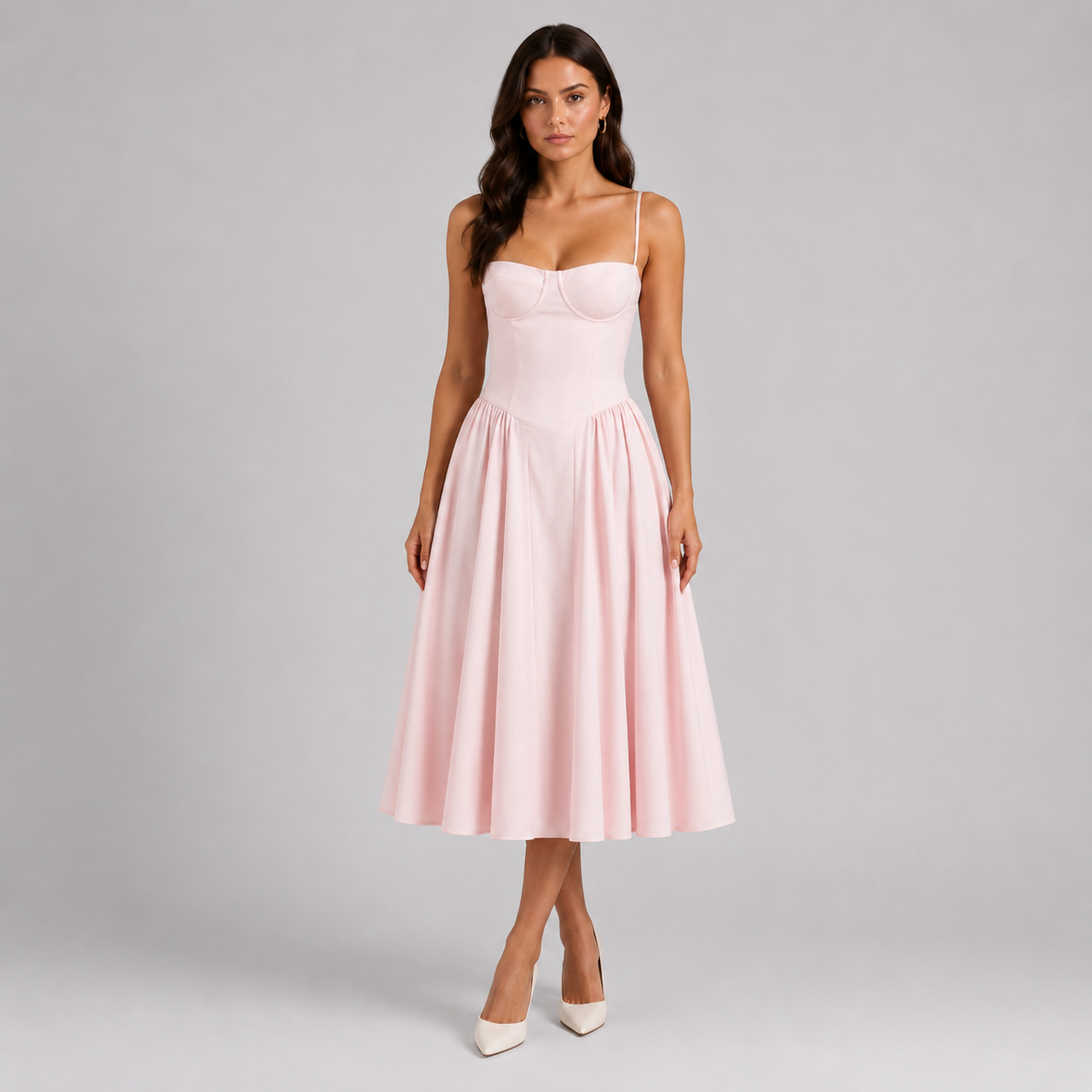 Women’s Floral Corset Midi Dress