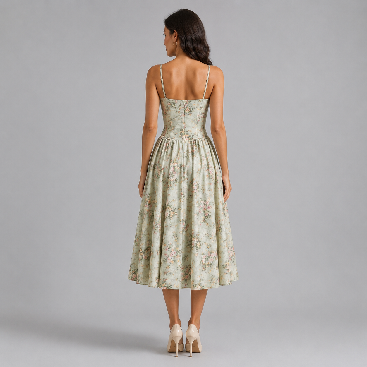 Women’s Floral Corset Midi Dress