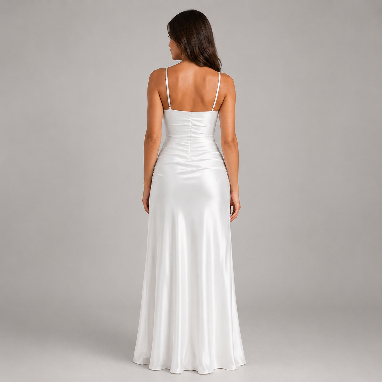 Women’s Draped Satin Feel Maxi Dress