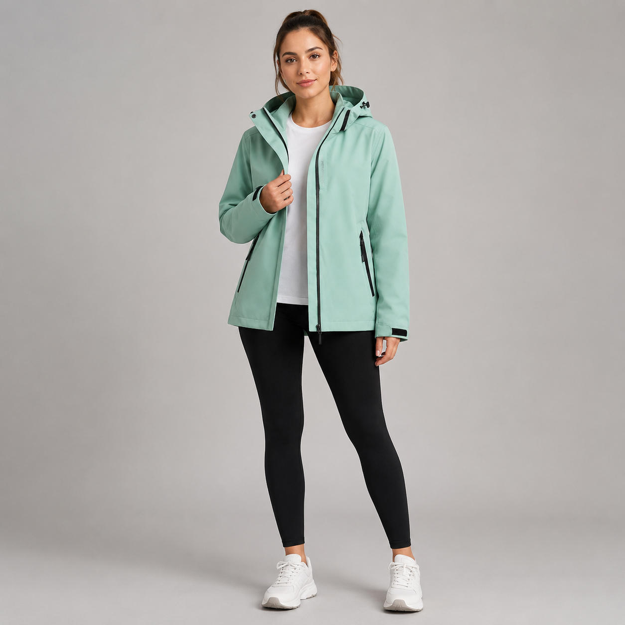 Women's Waterproof Hooded Adjustable-Fit Rain Jacket