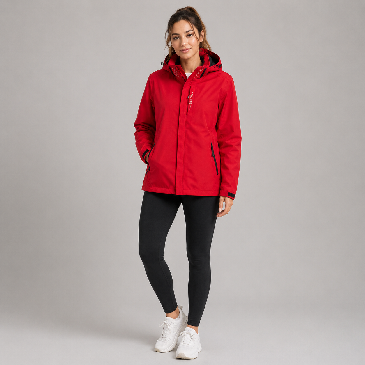 Women's Waterproof Hooded Adjustable-Fit Rain Jacket