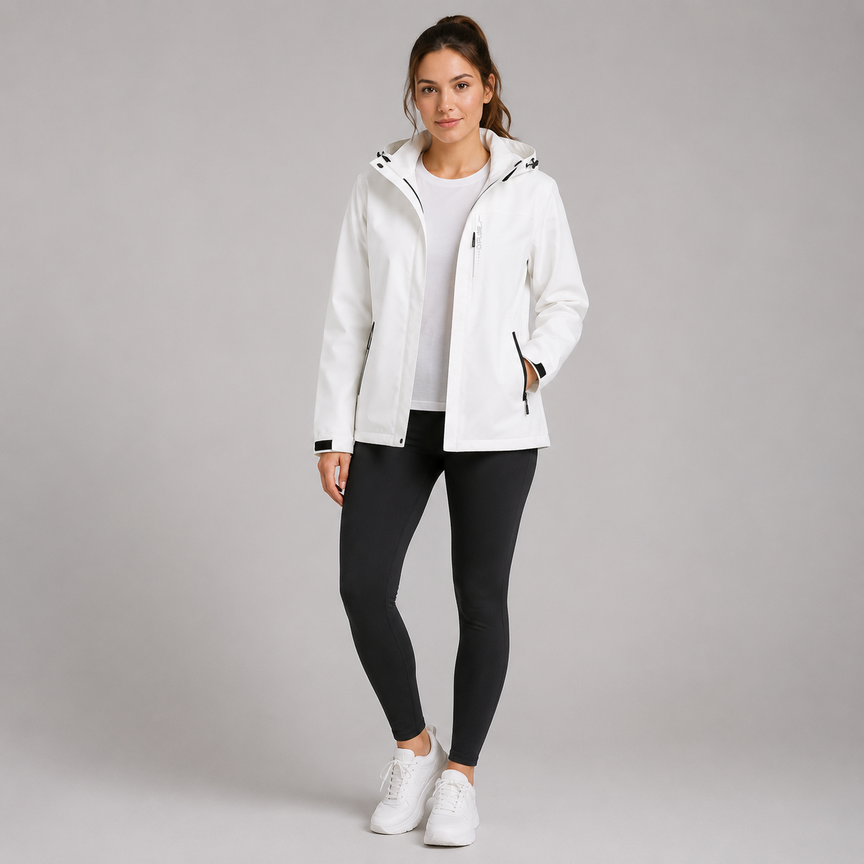 Women's Waterproof Hooded Adjustable-Fit Rain Jacket