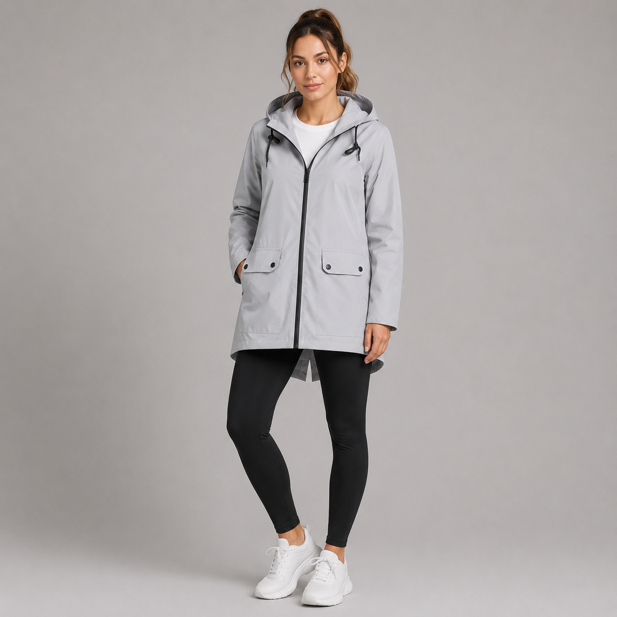 Women's Waterproof Hooded Zip-Up Rain Jacket