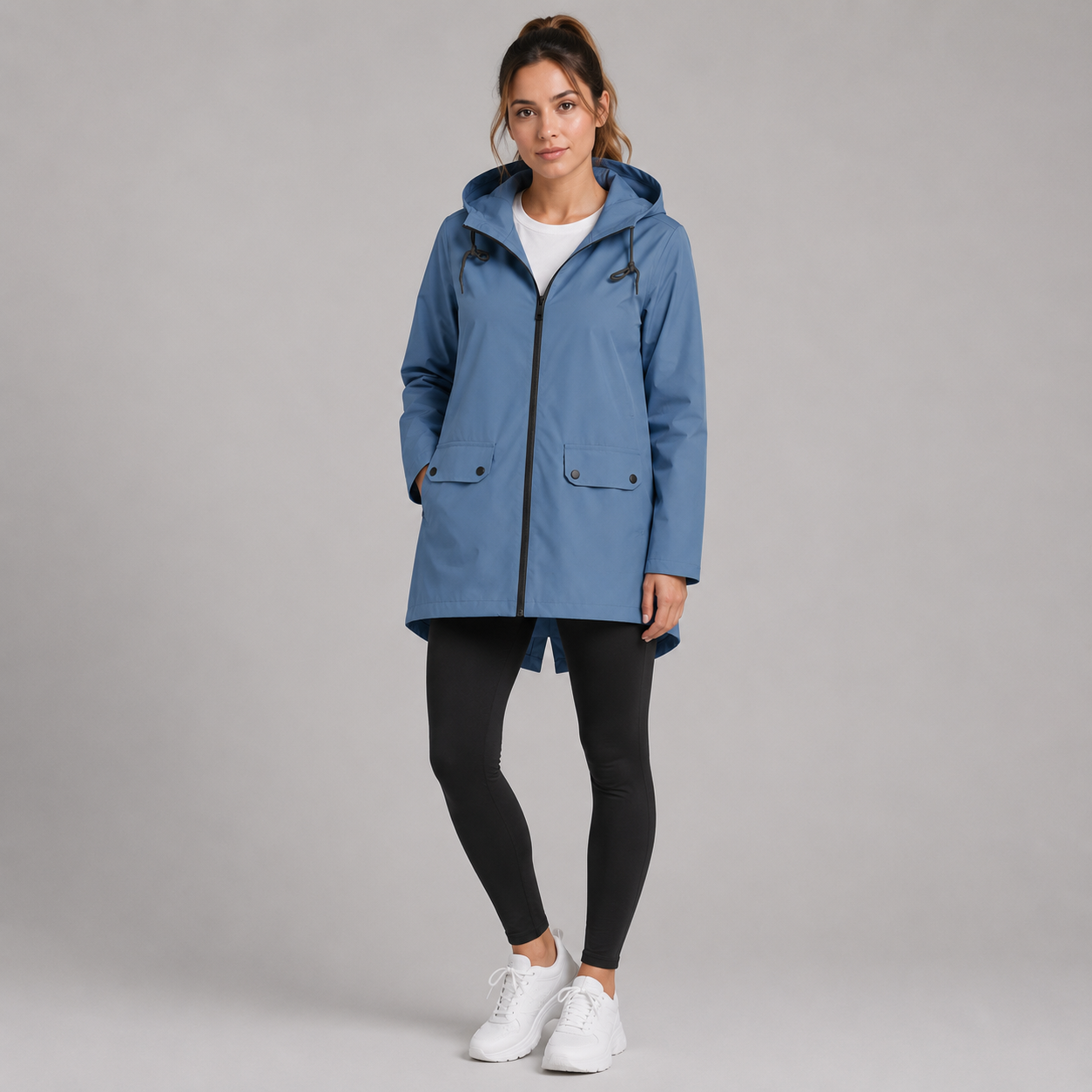 Women's Waterproof Hooded Zip-Up Rain Jacket