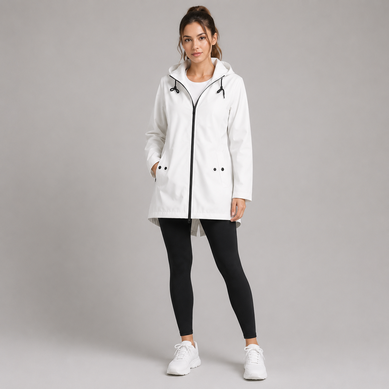 Women's Waterproof Hooded Zip-Up Rain Jacket