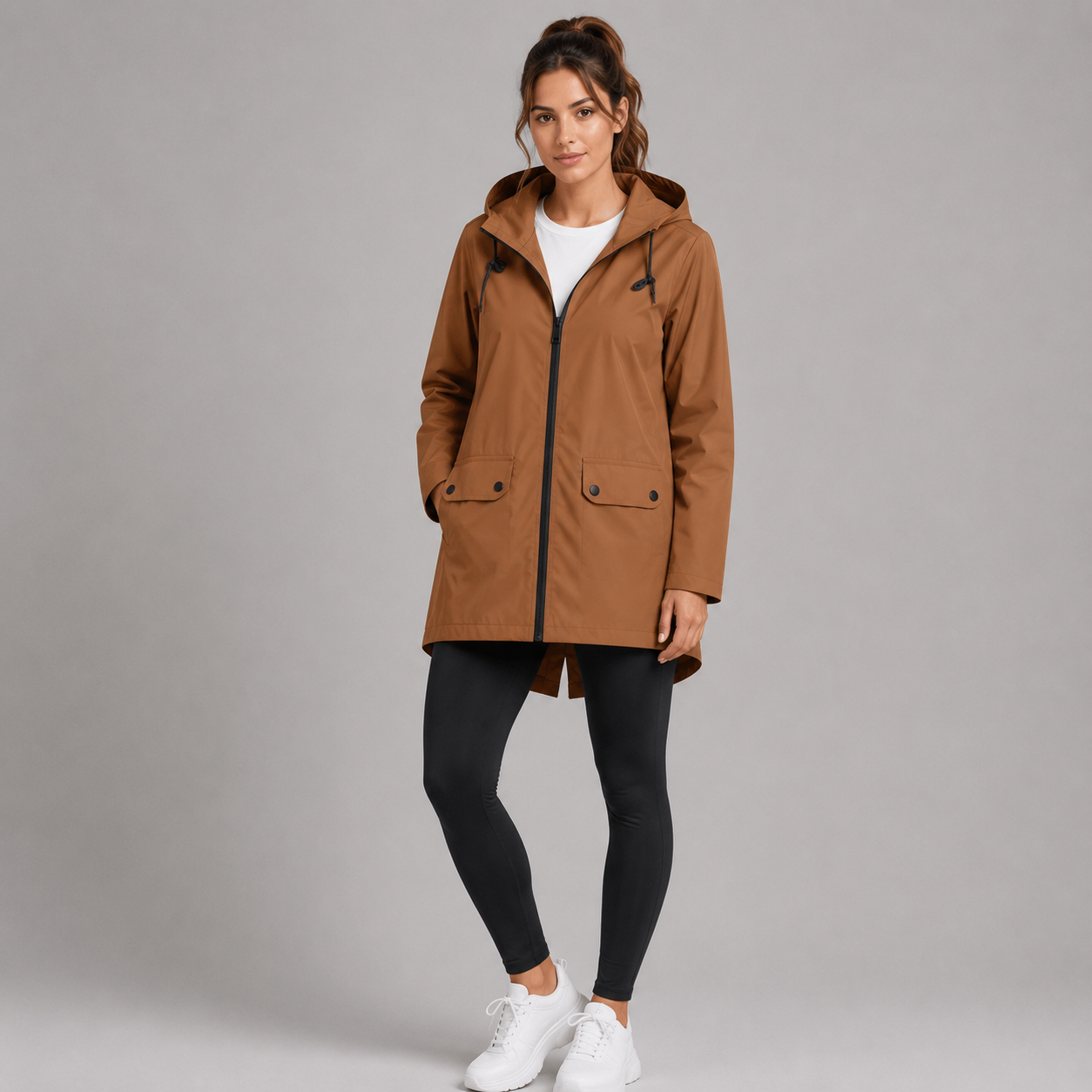 Women's Waterproof Hooded Zip-Up Rain Jacket