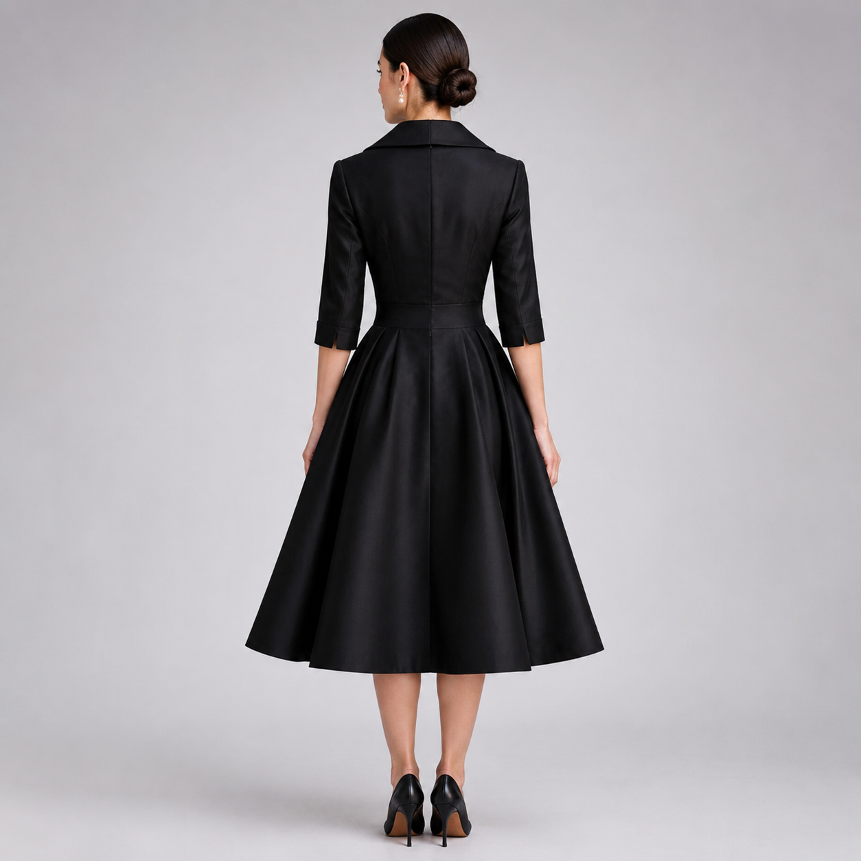 Women's A-Line Wrap-Bodice Midi Dress With Pockets