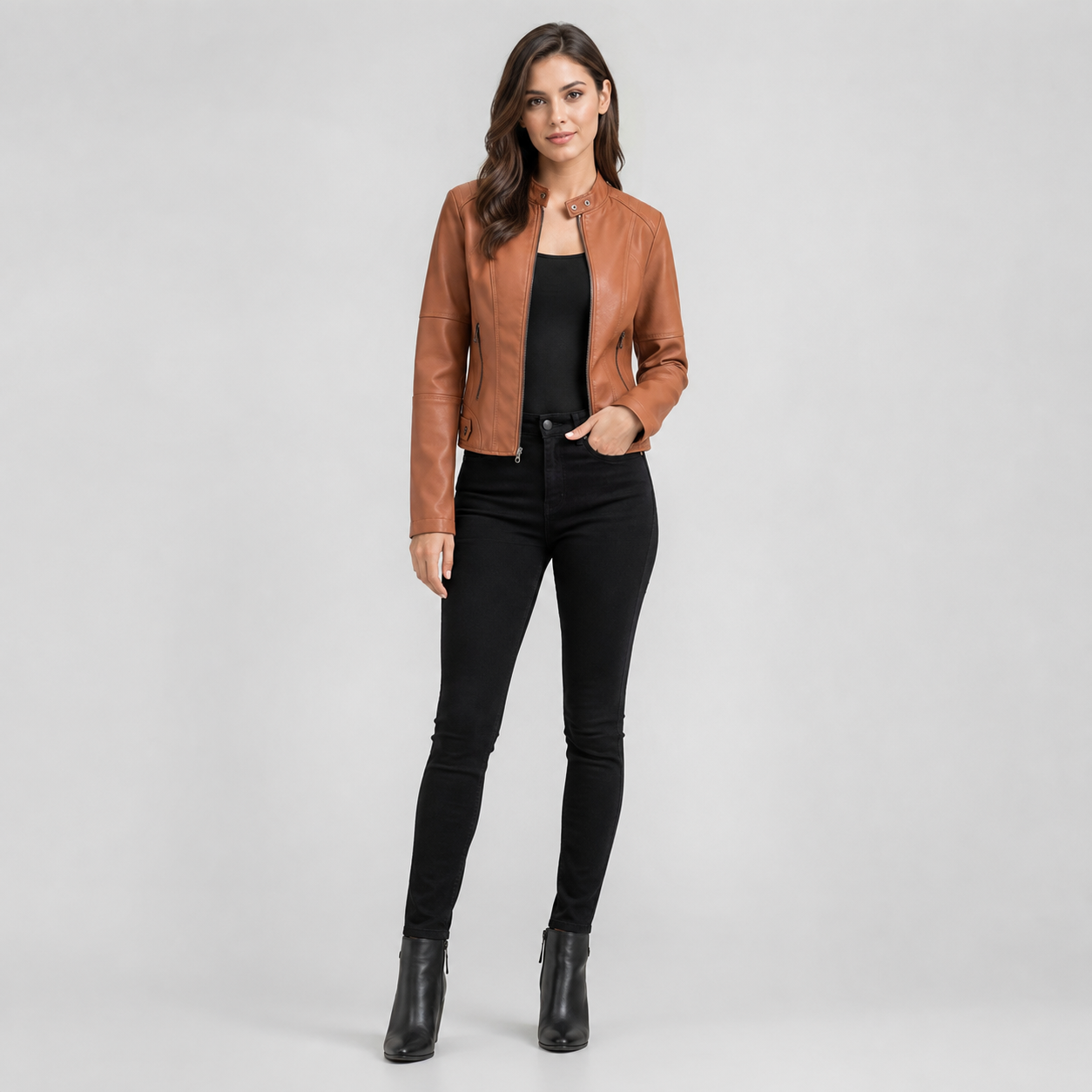 Women's Tailored Leather Coats & Jackets With Mandarin Collar