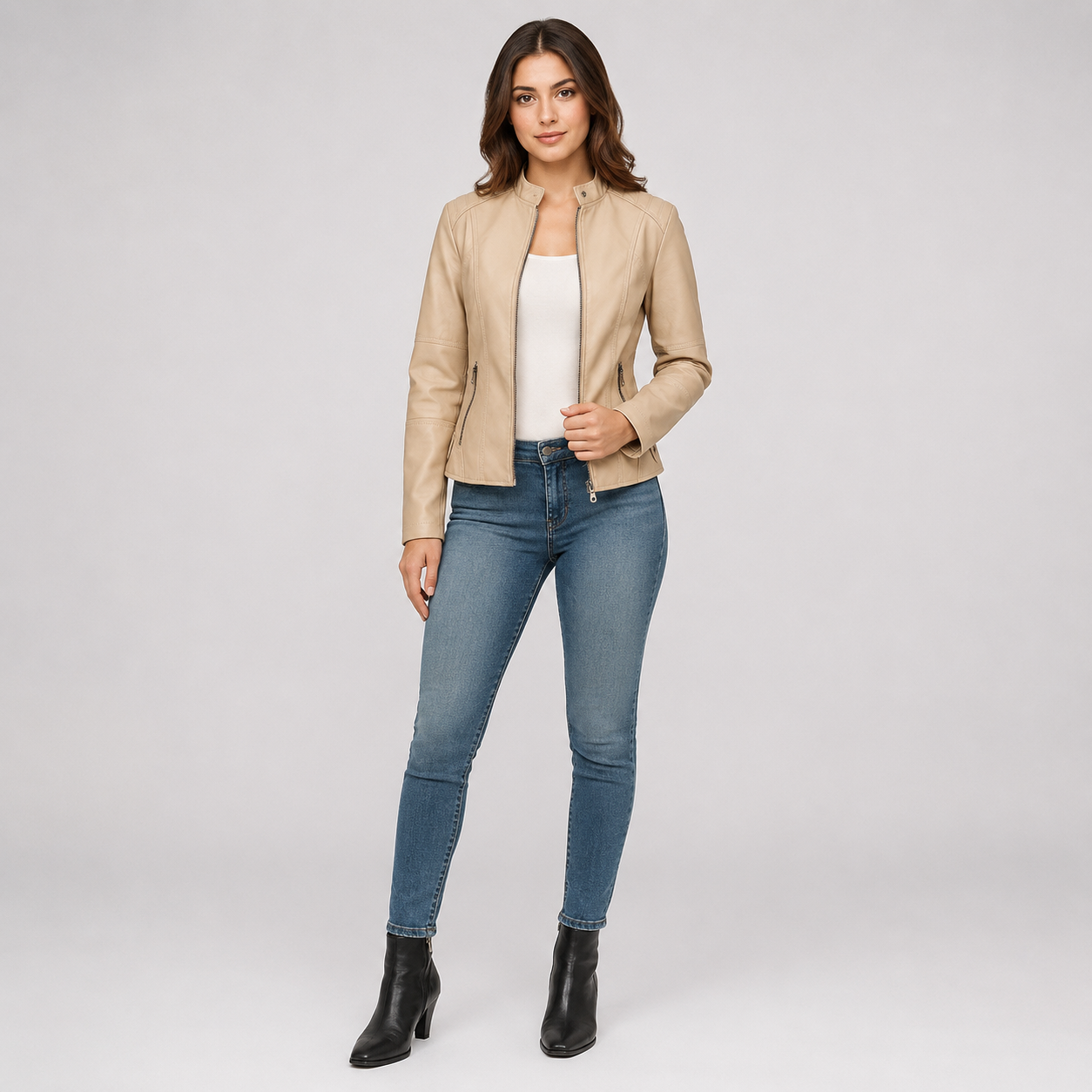 Women's Tailored Leather Coats & Jackets With Mandarin Collar