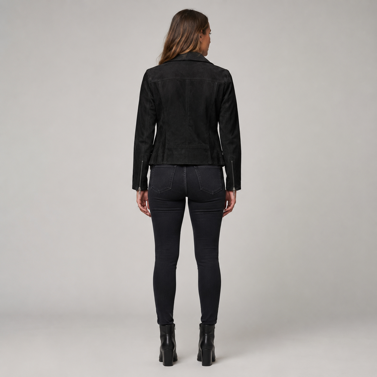 Women's Slim-Fit Biker Leather Coats & Jackets With Oblique Zip