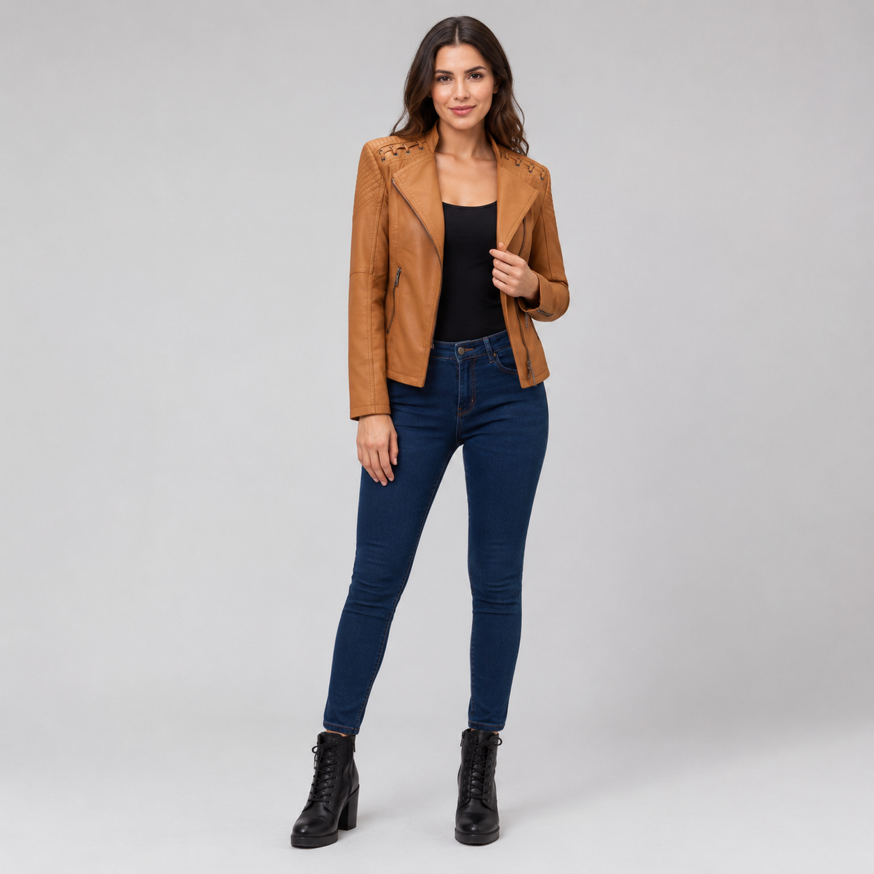 Women's Slim-Fit Moto Leather Coats & Jackets With Diagonal Zip