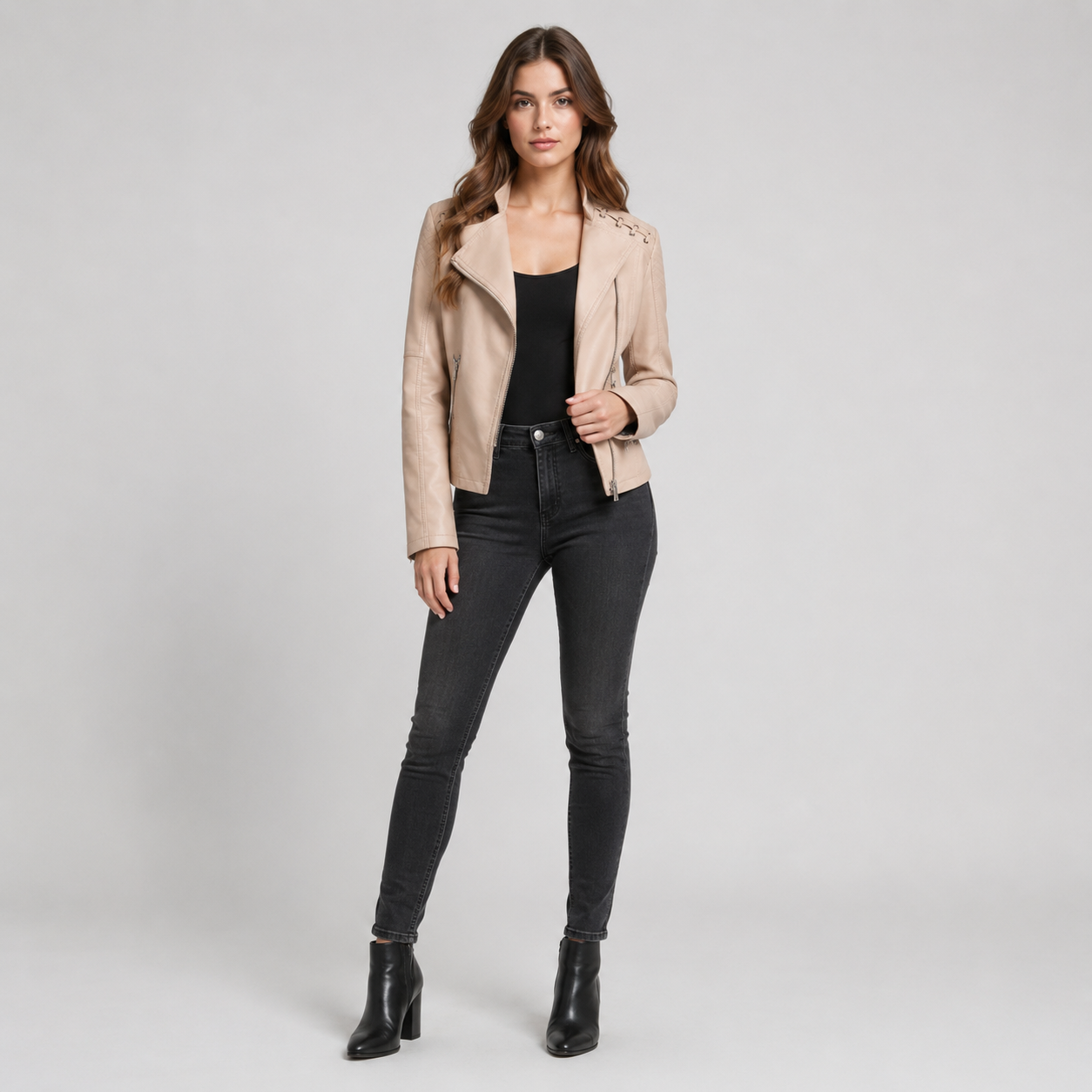 Women's Slim-Fit Moto Leather Coats & Jackets With Diagonal Zip