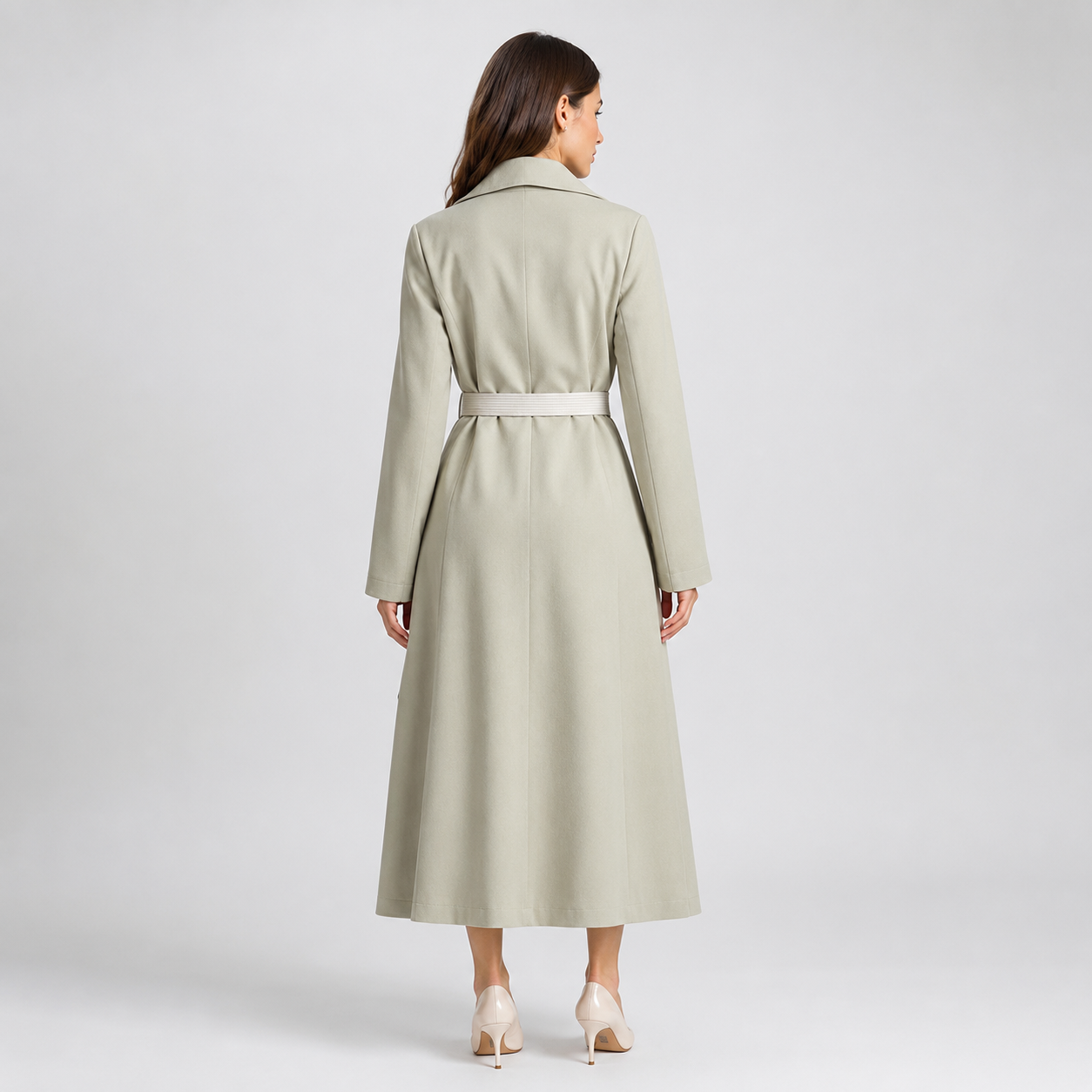 Women's Belted A-Line Midi Trench Coat