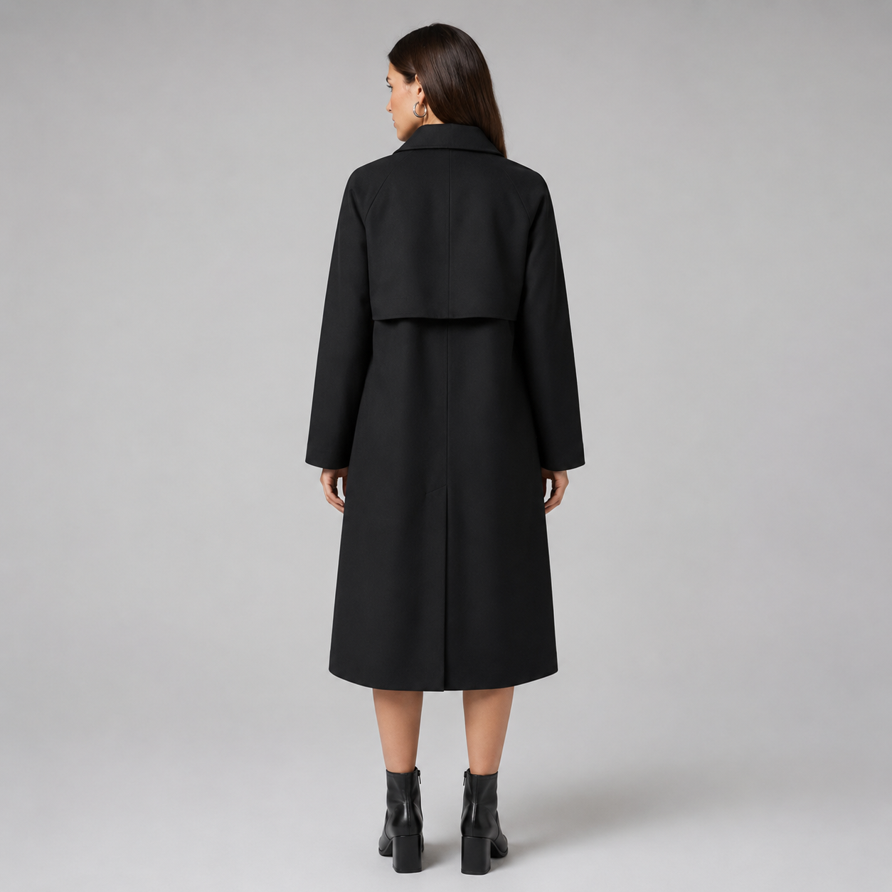 Women's Mid-Length Wool-Blend Double-Breasted Trench Coat