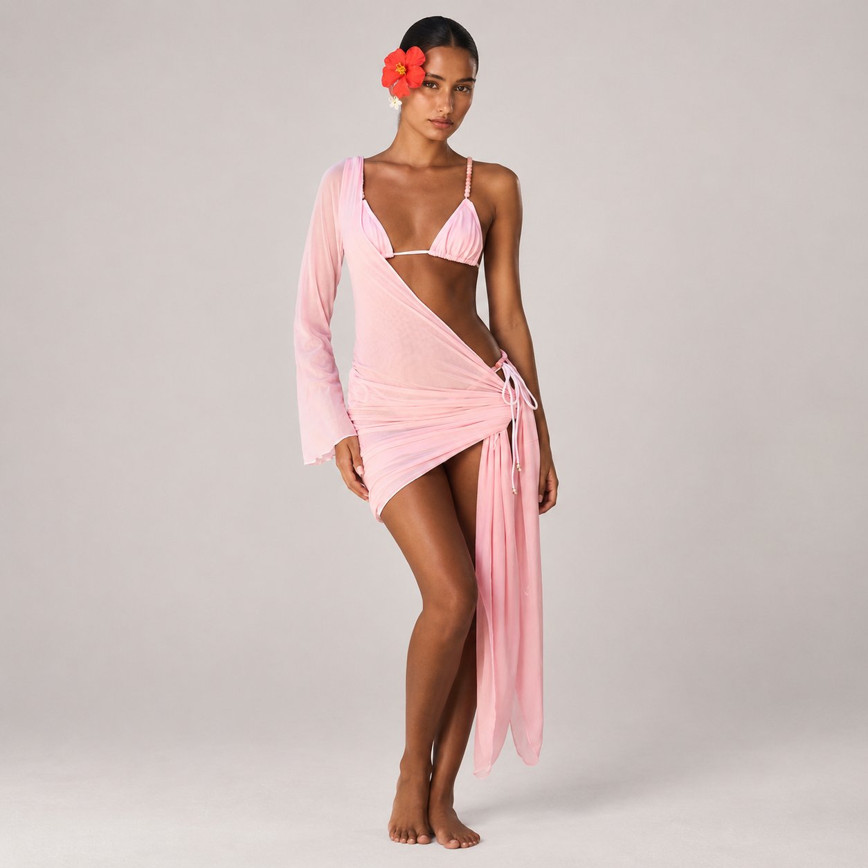 Women’s Three-Piece Bikini Set with Cover-Up Skirt