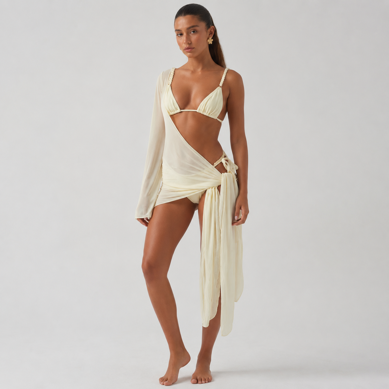 Women’s Three-Piece Bikini Set with Cover-Up Skirt