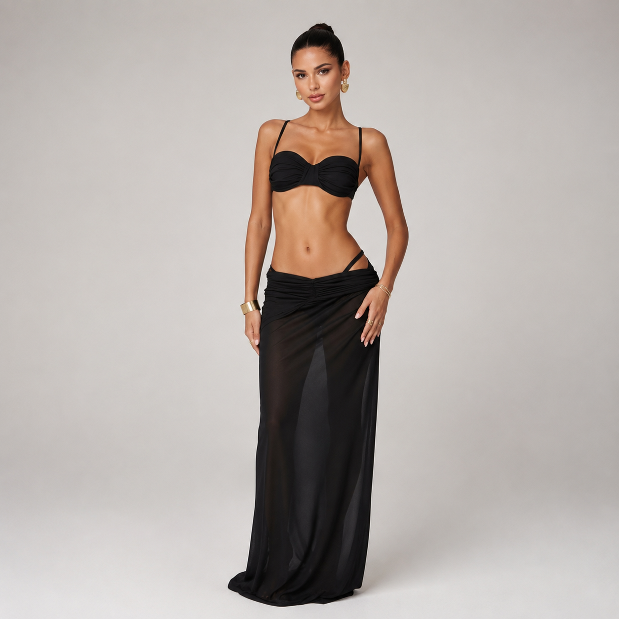 Women’s Three-Piece Balconette Bikini & Maxi Skirt Set