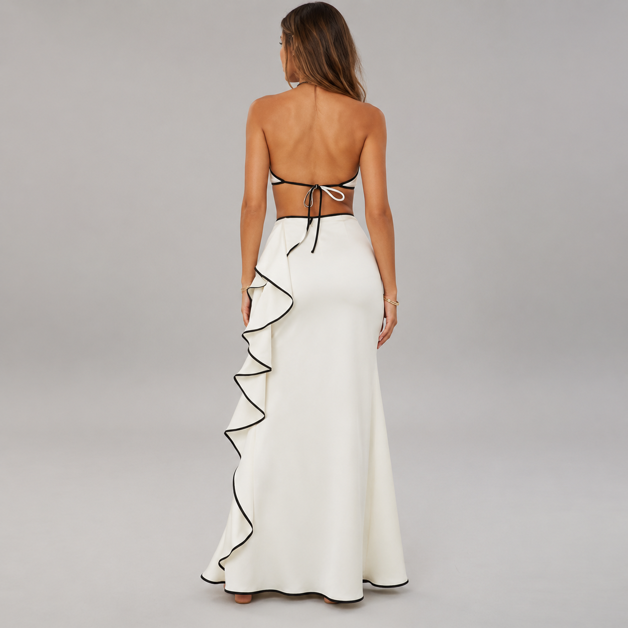 Women’s Three-Piece Contrast Colour Swimsuit & Wrap Skirt Set